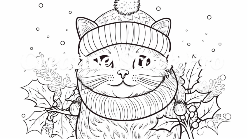 Free Cat and Yarn Coloring Sheets