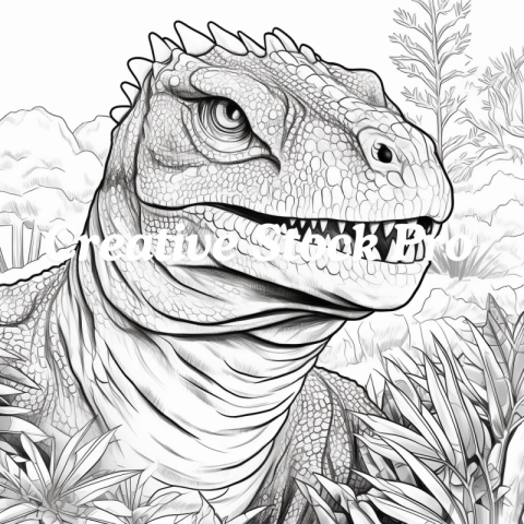 Free Realistic Dinosaur Coloring Pages for Adults