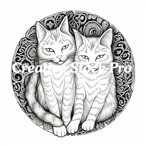 Free Detailed Cat Mandala Coloring Pages