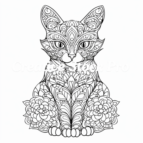 Free Printable Cat Mandala Designs for Relaxation