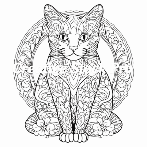 Free Fun Cat Mandala Coloring for Kids of All Ages