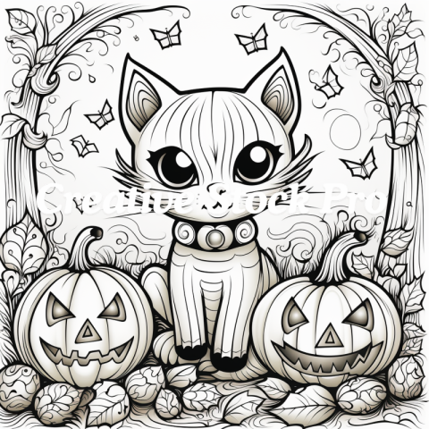 Free Decorative Cat Coloring Pages