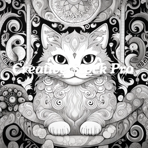 Free Cyber Cat Coloring Page for Adults