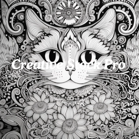 Free Cat Silhouette Coloring Page for Adults