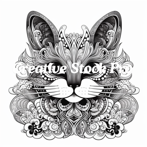 Free Modern Cat Coloring Page for Adults