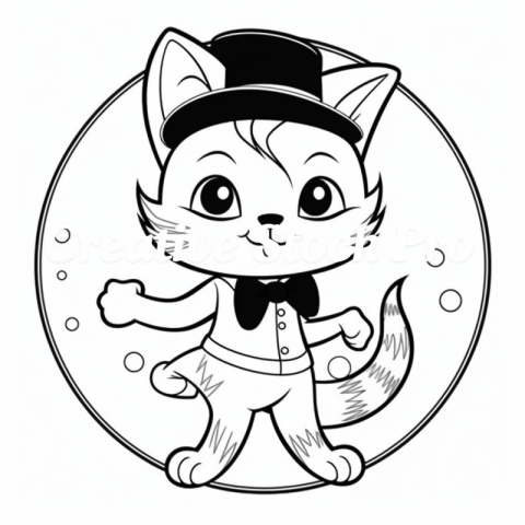 Free Cat with Ice Cream Coloring Page for Kids