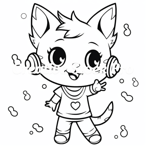 Free Cat and Squirrel Coloring Page for Kids