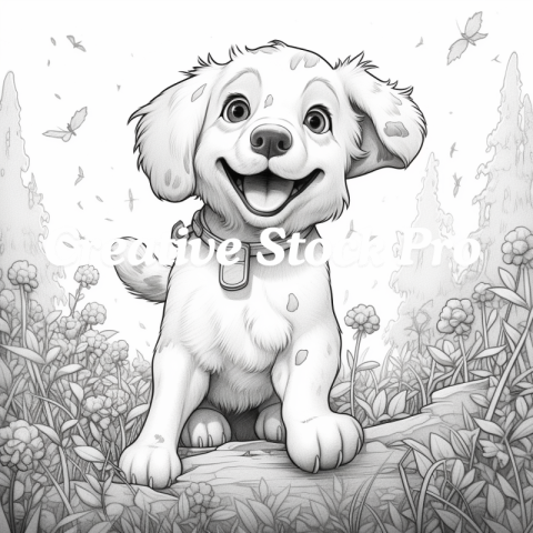 Lively Labrador Coloring Page for Kids and Adults