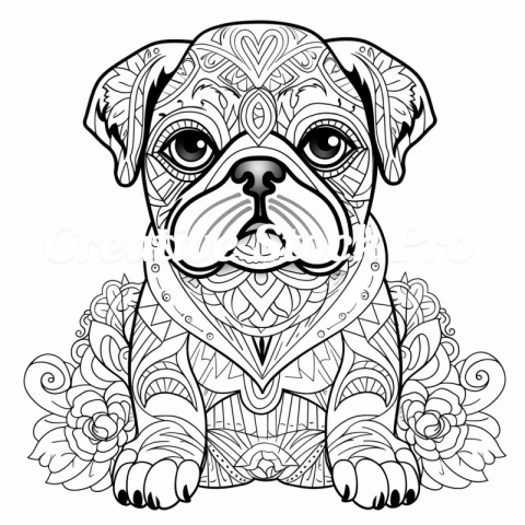 Puppy Mandala Coloring Page for Kids & Adults