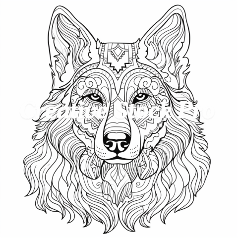 Calm Dog Mandala Coloring Page