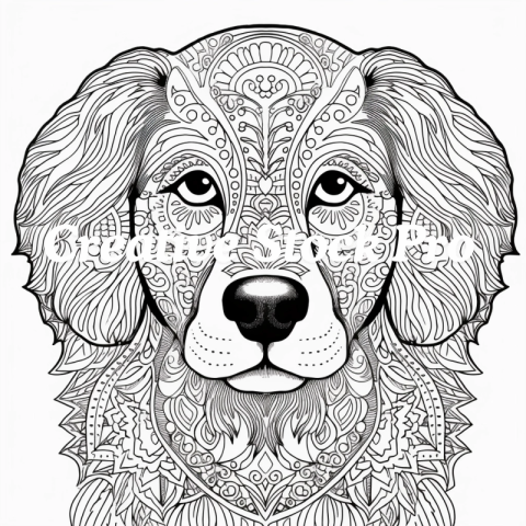 Intricate Dogs Mandala Coloring Page