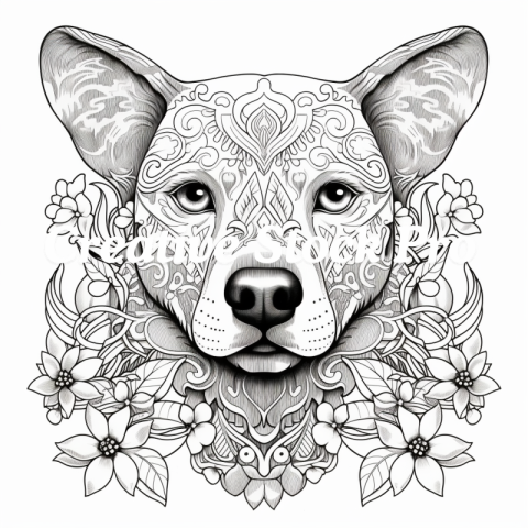 Fun Dog Mandala Coloring Page for Kids & Adults