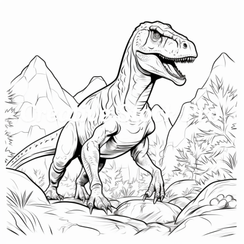 T-Rex Dinosaur Coloring Page for Kindle