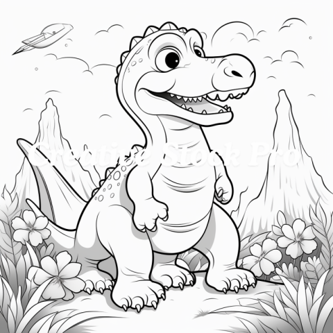 Cute Baby Dinosaur Coloring Page for Kindle Users