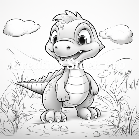 Baby Dinosaur Coloring Page for Kindle Users