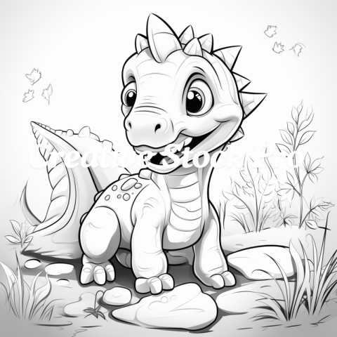 Dinosaur Explorer Coloring Page for Kids & Adults